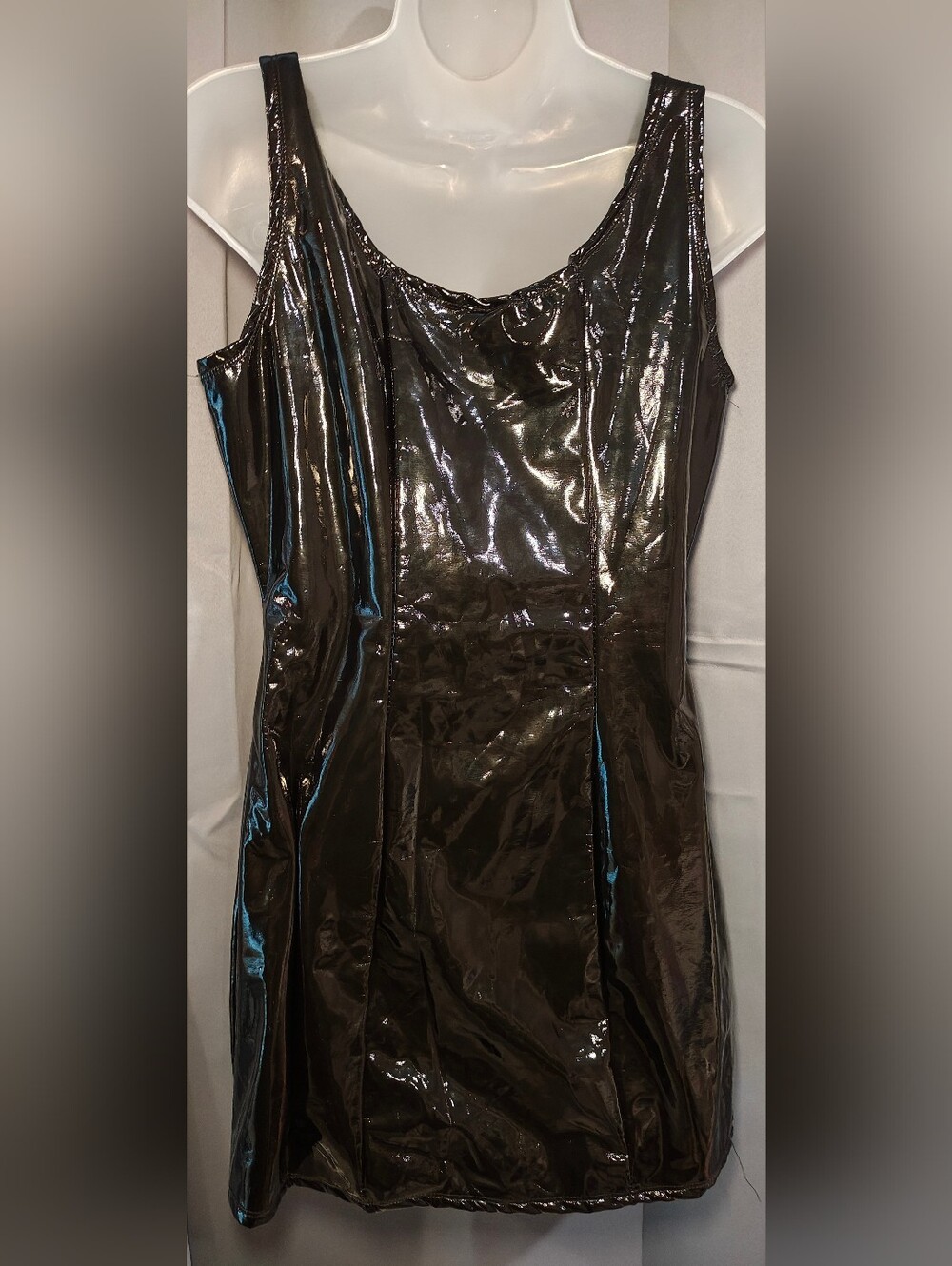 Y2K Leg Avenue Glossy Vinyl Lace Up Mini Dress. - Picture 5 of 12